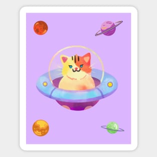 Space Cat Retro Lover Design Magnet